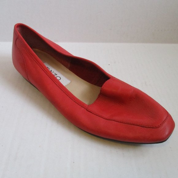 *ENZO Angiolini Orange Peach Tangerine Leather Slip-On Flats - Picture 1 of 8